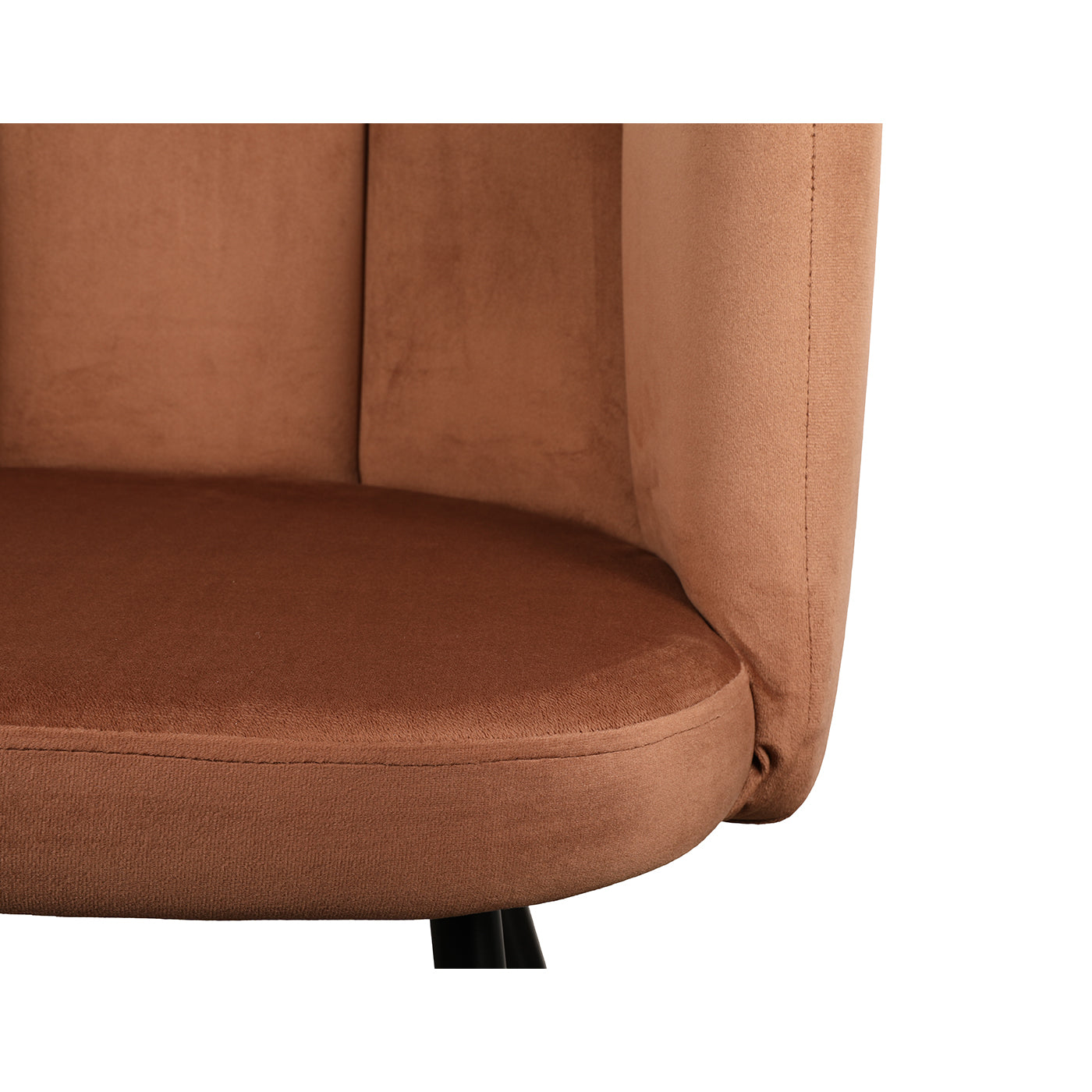 Eettafel stoel met armleuning Asley in koper kleur van Thimalo detailfoto fluweel stof