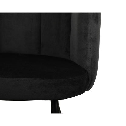 Eettafel stoel met armleuning Asley in zwart kleur van Thimalo detailfoto fluweel stof