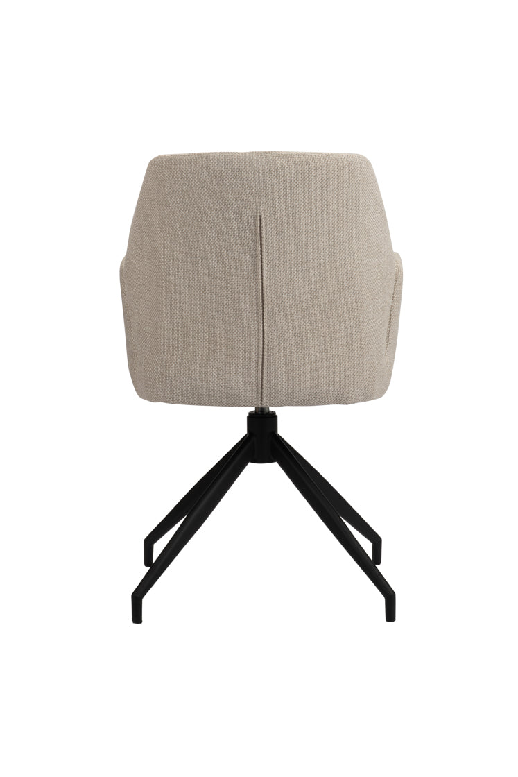 roterende Eettafel stoel Sandra in beige kleur van Thimalo achterkant