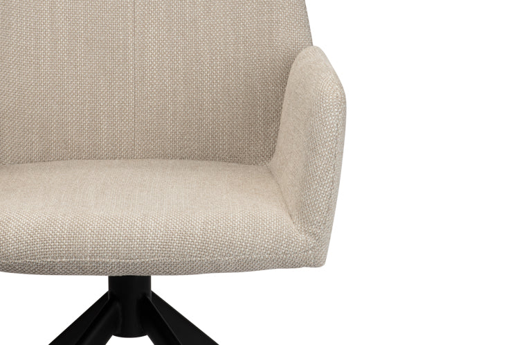 roterende Eettafel stoel Sandra in beige kleur van Thimalo detailfoto van stof