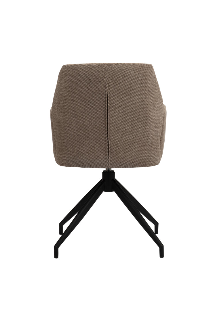 roterende Eettafel stoel Sandra in bruin kleur van Thimalo achterkant
